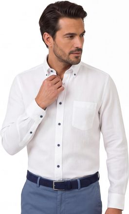 Casamoda Overhemd wit Casa Moda borstzak button-down collar witte knopen