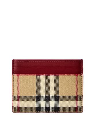 Burberry E-Check Canvas & Leather Card Case