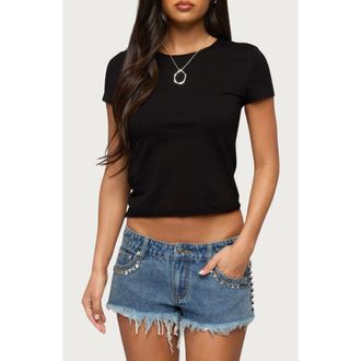 Edikted Izabella Shredded Back T-Shirt in Black at Nordstrom, Size X-Large