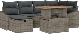 vidaXL Vidaxl - Garden Sofa Set Height-Adjustable 7 pcs Grey Poly Rattan