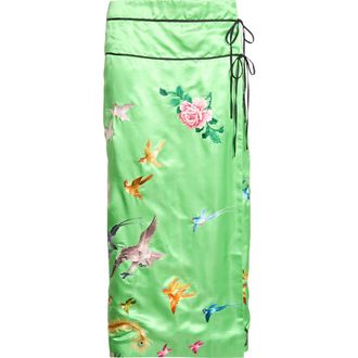 Conner Ives Demi-Couture Reconstituted Embroidered Silk Wrap Skirt in Green at Nordstrom, Size Small