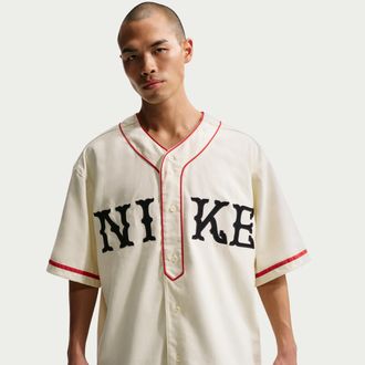 Nike Mens Life Short-Sleeve Vintage Sport Top in White | IF2229-113