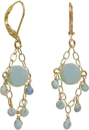 Rachel Reinhardt Jewelry 14K Over Silver Green Aventurine Chandelier Earrings