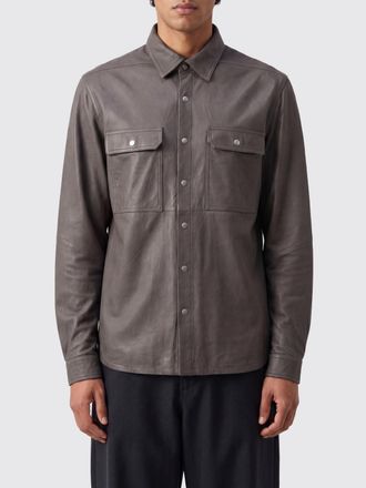 Rick Owens Giacca camicia in pelle di vitello con tasche a toppa