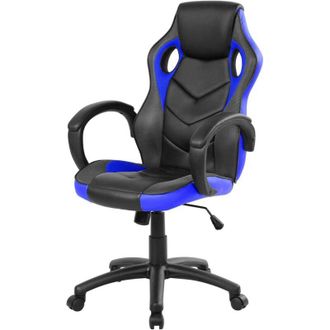 Dmora Silla Gaming Darlanc, Sill&oacute;n Gaming Adulto, Silla De Escritorio, 66x61h104/114 Cm, Negro Y Azul - Dmora