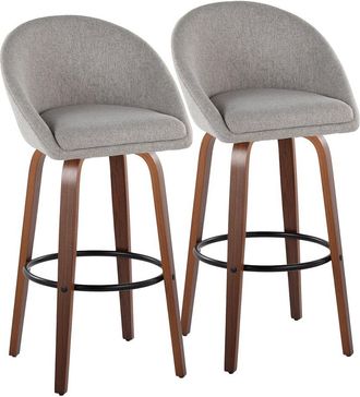 LumiSource LumiSource Set of 2 Matisse Highback 30in Contemporary Fixed-Height Swivel Bar Stools with Footrest