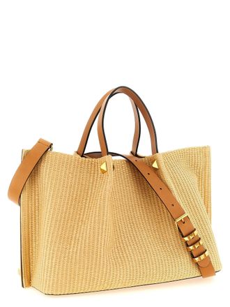 Valentino Garavani Floral Embroidered Raffia Tote Bag - Yellow