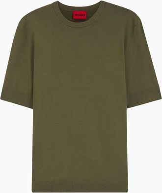 HUGO BOSS Mens HUGO San Carl CV Sweater 388 Open Green - Tan - Size: 40