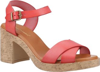 Hush Puppies Georgia Kurk Leren Dames Koraal Sandalen