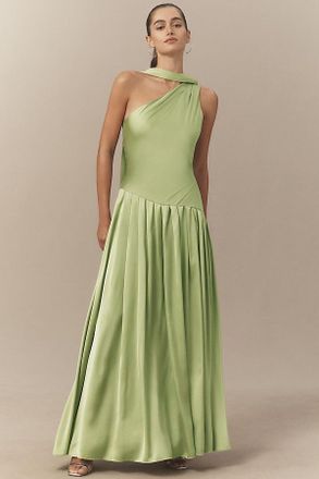 BHLDN One-Shoulder Scarf-Neck Asymmetric Maxi Dress
