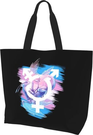 AOOEDM Transgender Pride Bisexual Dragon Ladies Canvas Tote Reusable Shopping Bag