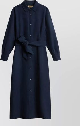Woolrich linen blend midi shirt dress belt