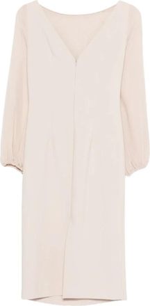 D.exterior Gedrapeerde Mini-jurk met Lange Mouwen - Dames - Casual kleedjes - Beige - XL - Polyester - Kleedjes