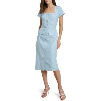 Favorite Daughter The Mademoiselle Belted Midi Dress in Sea Blue at Nordstrom, Size 10