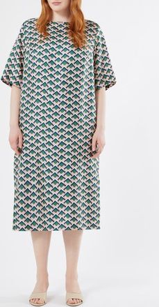 Marina Rinaldi Rossana Geo Print Silk Shift Dress in Ultramarine at Nordstrom, Size 14W