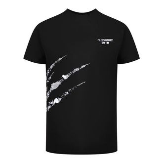 Plein Sport Korte Mouw Ronde Hals Scratch Logo T-shirt in Donkergrijs