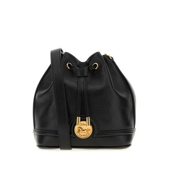 Chlo&eacute; Black Leather Bucket Bag