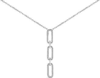 House of Brilliance 14K White Gold 1/10 Cttw Diamond Triple Paper Clip Pendant Necklace at Nordstrom