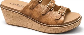 Corkys Footwear WomenS Dont Mind Me Wedge Sandal In Cognac Crinkle