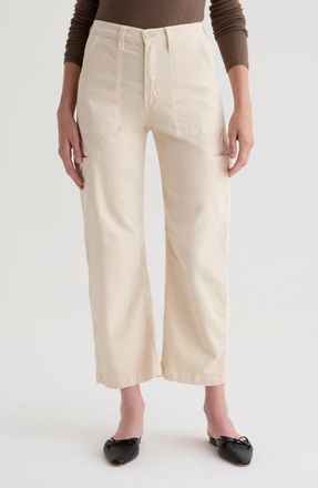 AG - Adriano Goldschmied Hazal Ankle Barrel Utility Corduroy Pants in Opal Stone at Nordstrom, Size 27