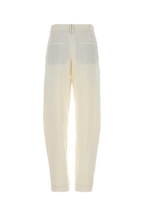 Brunello Cucinelli Womens White Crepe Pant C600 Exterior: Silk Pantaloni Trousers