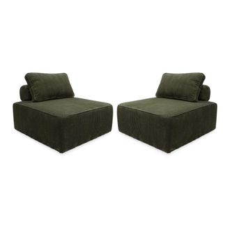 Sweeek Sof&aacute; modular de pana, 2 plazas, verde oscuro