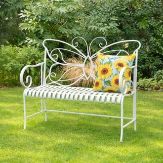 Melody Maison Grey Metal Butterfly Garden Bench
