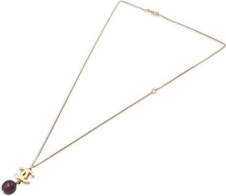 Chanel 2011 Gold Plated CC Bead Drop Necklace costume necklace - Rosso