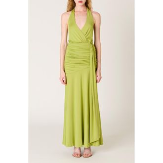 Nia Nayara Halter Neck Maxi Dress in Matcha at Nordstrom, Size X-Small