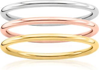 Ross-Simons Italian 10kt Tri-Colored Gold Jewelry Set: 3 Stackable Rings