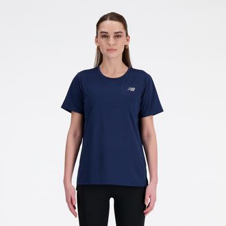 New Balance Laufshirt NEW BALANCE SPORT ESSENTIAL T-SHIRT, Damen, Gr. XXL, blau (nb navy), Web, Obermaterial: 100% Polyester, regular fit, Rundhals, eingesetzt no
