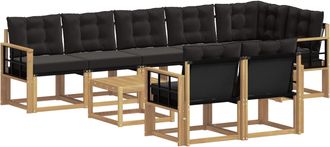 vidaXL Conjunto De Sof&aacute;s De Exterior 9 Uds. Blanco Y Negro Vidaxl