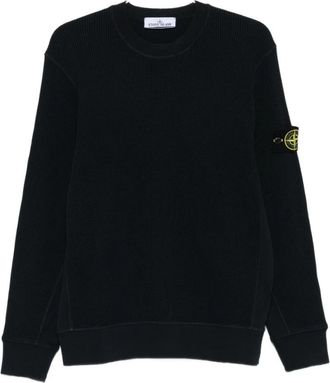 Stone Island Waffle Knit Sweatshirt - Heren - Sweatshirts - Blauw - XL - Katoen - Hoodies & sweatvesten