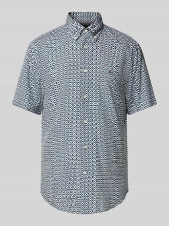 Tommy Hilfiger Regular Fit Freizeithemd mit Allover-Muster in Blau, Gr&ouml;&szlig;e XXXL
