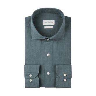 Profuomo Heren, Overhemden, Grijs, Maat: 3XL Leer