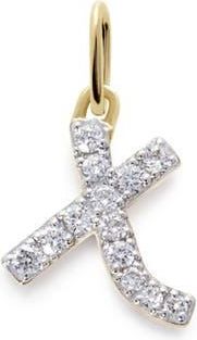 Monica Vinader Lab Grown Diamond Initial Pendant Charm in 14K Gold X at Nordstrom