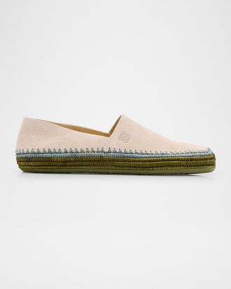 Loewe Mens Rio Suede and Raffia Espadrilles