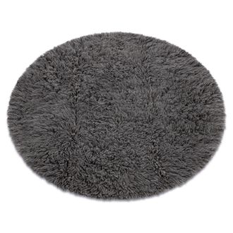 RugsX RugsX Flokati Woolen Circle Rug in Grey | Size: 150 cm diameter