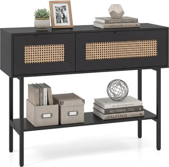 Costway Costway Console Consolle Ingresso Tavolo Mobile Mobiletto Tavolino Table Legno Metallo Moderno Slim Stretta Salvaspazio Classico Corridoio Entrata Sog