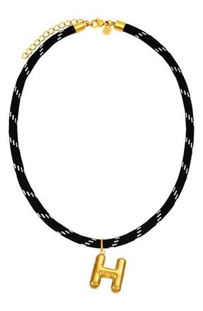 Petit Moments Bubble Initial Pendant Cord Necklace in Black-H at Nordstrom
