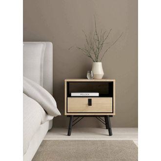 Dmora Mesa De Noche Christiane, C&oacute;moda Baja, Mesilla De Noche, Estante De La Cama, 53x40 H60 Cm, Roble - Dmora