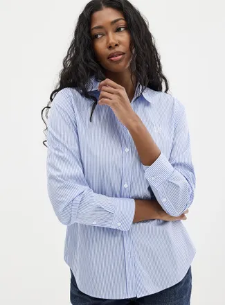 HUGO BOSS Womens Blue stripes stretch shirt