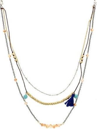 Olivia Welles Kallee Layered Necklace in Burnished Silver /Blue at Nordstrom Rack