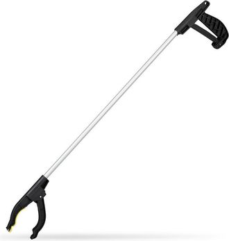 Relaxdays Alcanzador Universal, Pinza Recoge Basura, Gancho Para Ancianos, Aluminio-polipropileno, 76 Cm, Negro-plateado - Relaxdays
