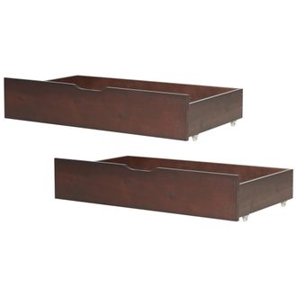 Beliani Conjunto De 2 Cajones De Madera De Pino Oscura Almacenaje Ruedas Rumilly