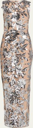 Bronx and Banco Violet Silver Sequin Maxi Dress