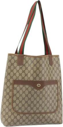 Gucci Pre-owned Tote Bags, female, Beige, Size: ONE SIZE Pre-owned Canvas Tote
