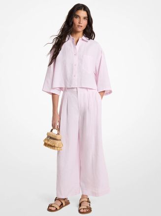 Michael Kors Pleated Linen Wide Leg Pants