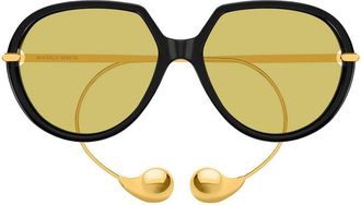 Bottega Veneta BV1436S002 Yellow-Lens Sunglasses - Black
