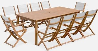 Sweeek Mesa De Jard&iacute;n Extensible De Madera + 10 Sillas